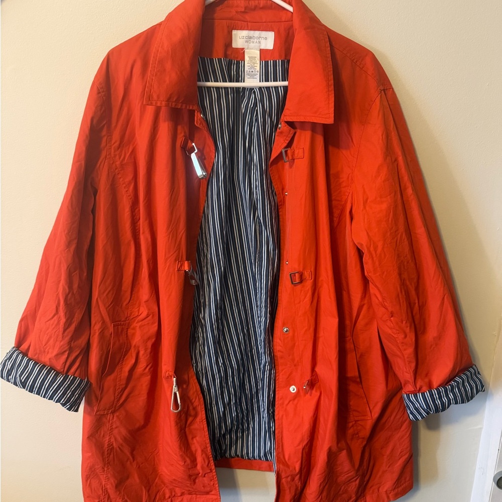 Liz Claiborne Women's Vibrant Orange Trench Coat